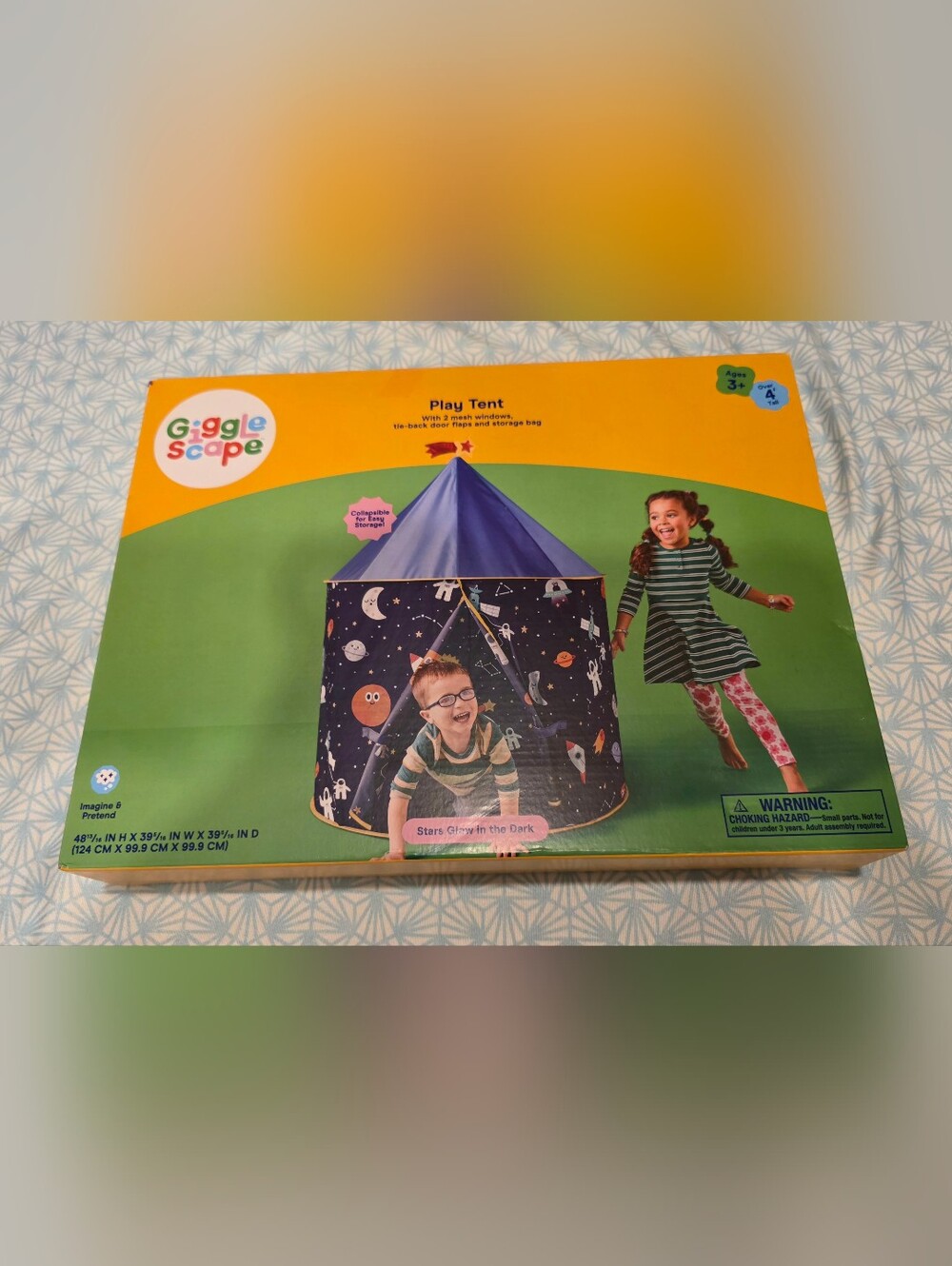 Giggle Scope Play Tent - Space Print with Purple Top